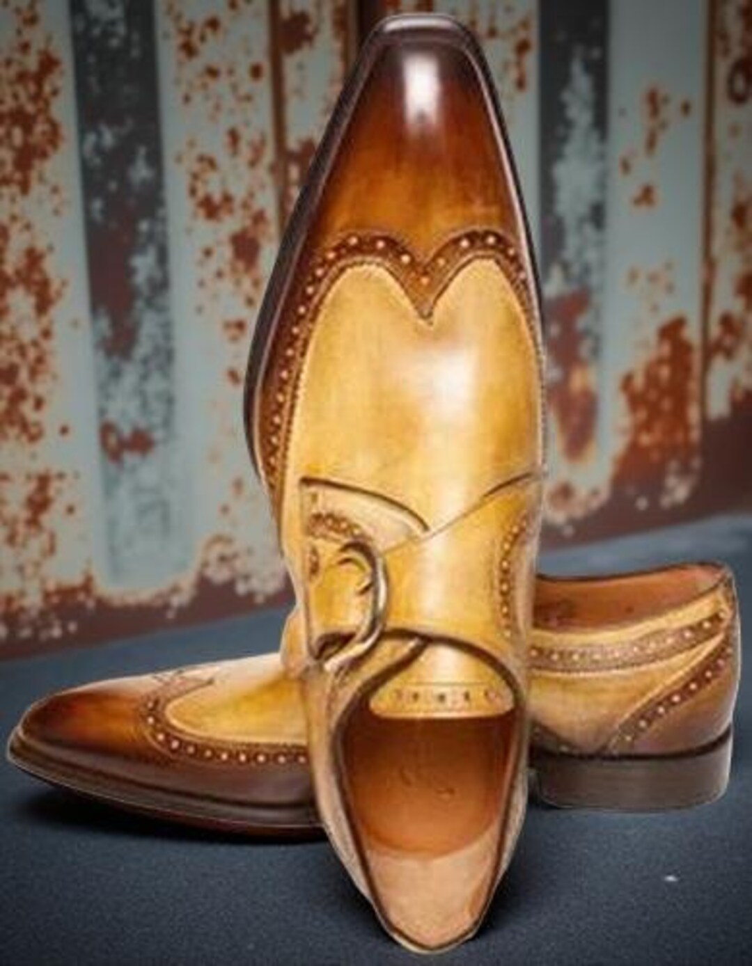 Men's Summer Retro Style Buckle Strap Solid Pattern Handmade Dress Shoe main image 0