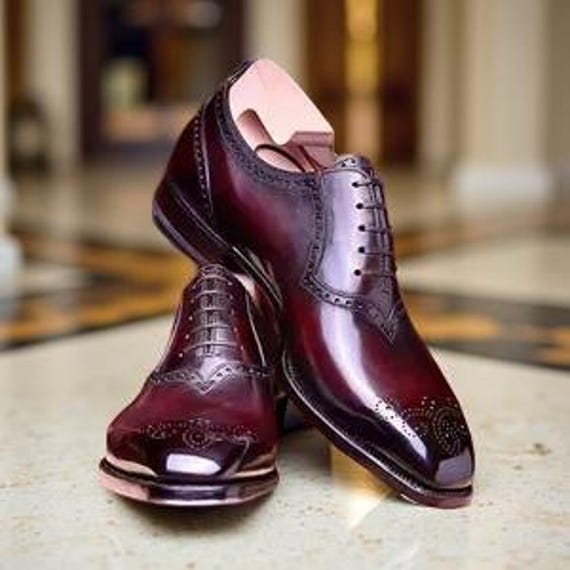 mens burgundy slip on dress shoes New Bespoke Handmade Shaded Oxford Whole Cut Formal for Men Sparkly Black Sequins Spaghetti so you look sharp Ribbon Color:Navy plus new arrivals