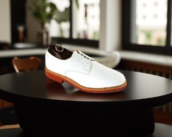 New Handmade Men&#39;s Leather Shoe, White Lace-Up Oxford Formal Dress Shoes For Men