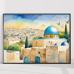 Jewish Wall Art for Living Room | Jerusalem Poster | Digital Print | Israel Art | Judaica Art | Jewish Gifts | Digital Download | Wall Decor