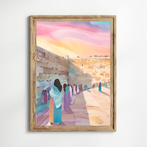Western Wall Jewish Wall Art | Pastel Kotel Poster | Digital Download | Jewish Gifts | Judaica Art | Israel Art | Jewish Digital Print