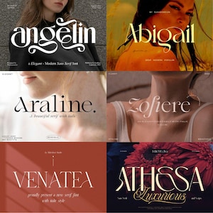 Elegant & Classy Fonts 300+ Bundle Modern, Elegant, Luxury, Branding, Cricut, Canva, Logo, Serif Fonts Instant Download