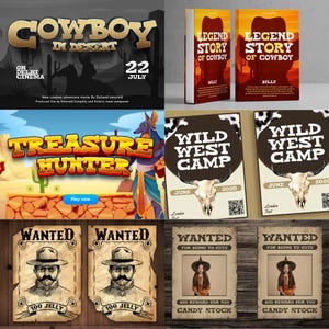 Cowboy Fonts Bundle: 300+ Vintage Typeface, Retro Western (Digital Download)