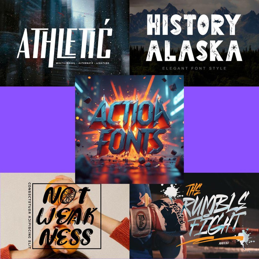 Action Fonts Bundle, Grunge Graffiti Horror Font (digital Download) - Etsy