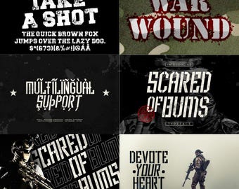 Army Military Fonts Bundle: 190+ TTF/OTF - Cricut & Canva Compatible (Digital Download)