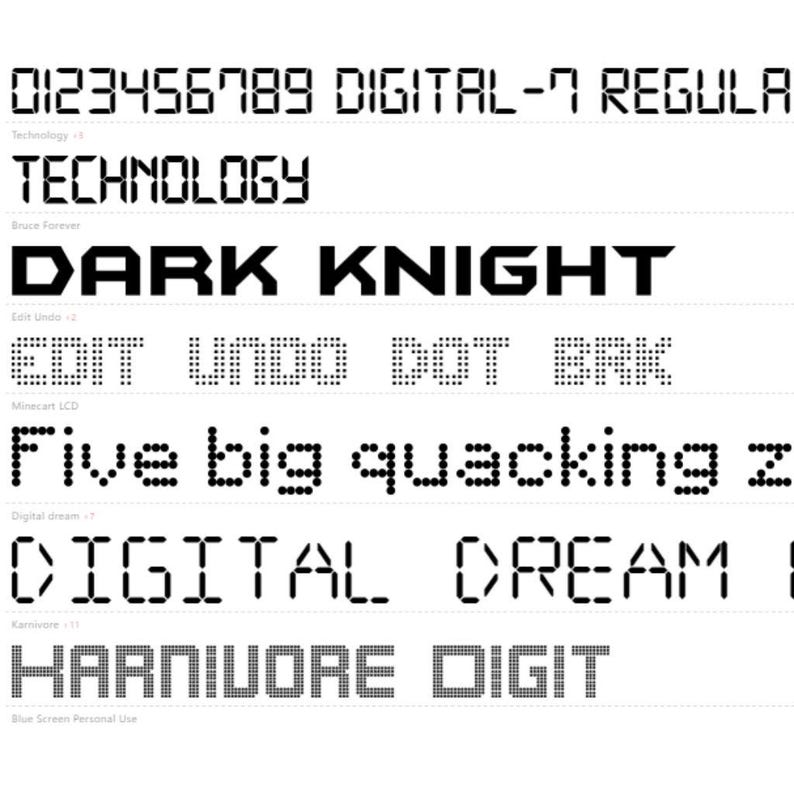 LCD Font Pack: Modern Display Typeface (digital Download) - Etsy