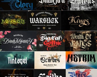 Gothic Font Bundle: 300+ Medieval Style Fonts, Cricut & Canva Friendly