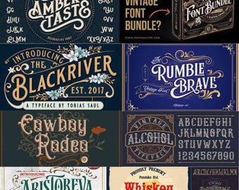 Vintage Font Bundle: 200+ Classic Typography Fonts