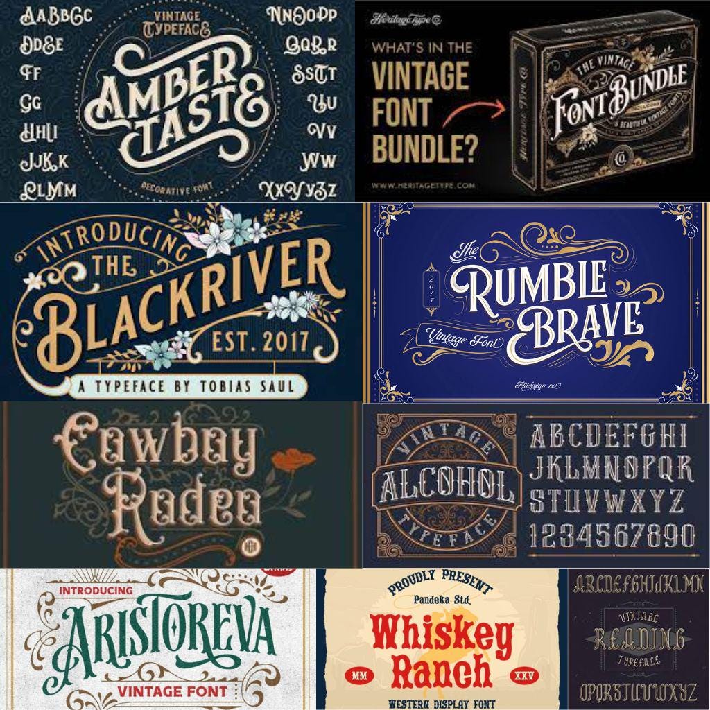 Vintage Font Bundle: 200+ Classic Typography Fonts