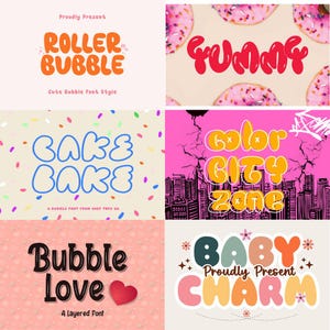 Bubble Font 200+ Bundle Bubbly Font, Groovy Font, Cricut Font, Doodle Font, Retro Font, Boho Font, Procreate Font Instant Download