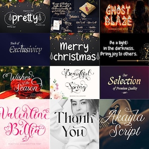 200+ Christmas Font Bundle Crafty Font Bundle Cricut, Farmhouse, Script, Holiday, Procreate, Zip File Digital Download for Gift