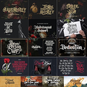 200+ Old English Fonts Collection Calligraphy Typeface Vintage Script Font Gothic Writing Fonts Typography Design Bundle Cricut Cricut Fonts