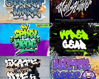 Premium Graffiti Fonts 350+ Bundle Urban Fonts Alphabet Letters & Numbers Cricut Special Fonts Graphic Procreate Instant Download