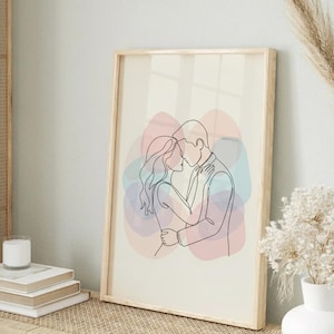 Romantic Couple Line Art Print: Minimalist Love Drawing (PDF, JPG, PNG)