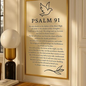 Psalm 91 Wall Art Printable Bible Verse Poster, Christian Scripture ...