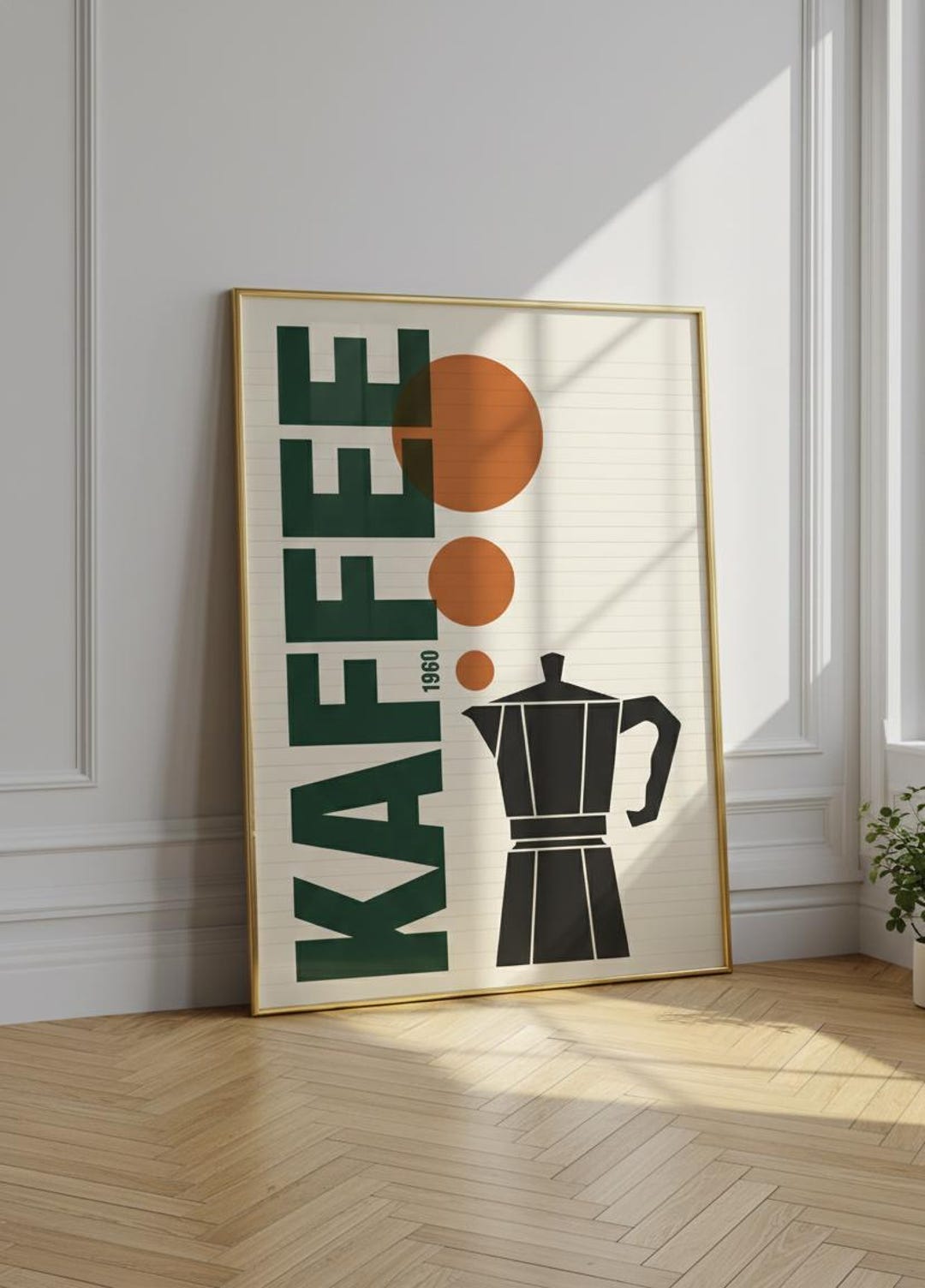 Retro Coffee Poster, Mid Century Kitchen Wall Art, Bauhaus Style Print ...