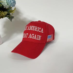 Baseball Cap MAGA Hat Embroidered Adjustable Red