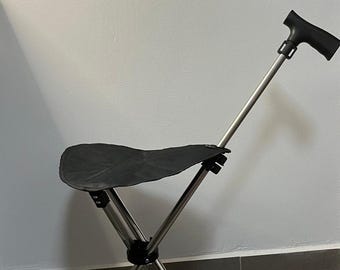 Portable Folding Walking Cane with Seat Comfortable Handle for Elderly Telescopic