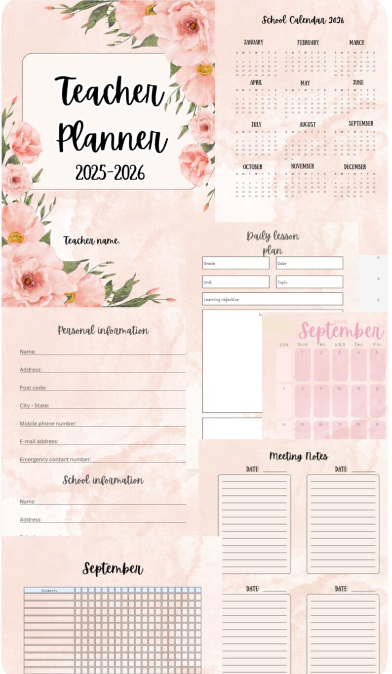 Teacher Planner 2025-2026: Printable Weekly Lesson Plans (52-page PDF ...