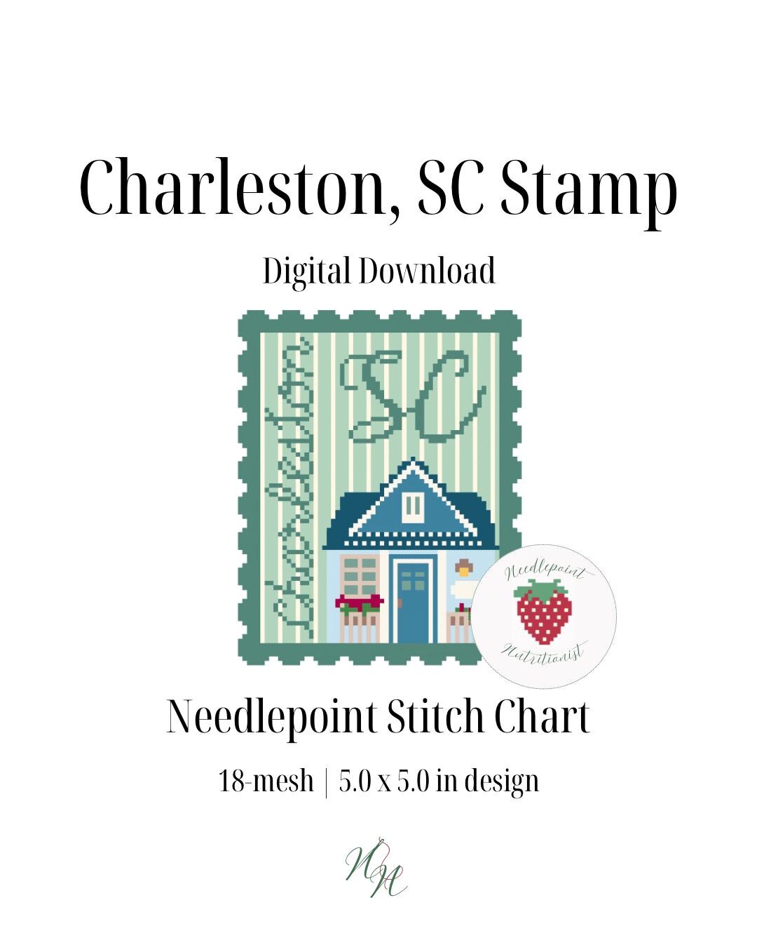 Charleston South Carolina Needlepoint Stamp Chart | Digital Needlepoint ...