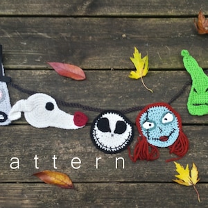 Nightmare Before Christmas Crochet Pattern PDF Pattern Crochet Pattern Crochet Applique Crochet Bunting Kitchen Magnets image 1