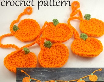 Pumpkin Bunting Pattern - Halloween Decor - - Crochet Pattern - Halloween Pattern - Crocheted Pumpkin - Jack O Lantern - DIY Halloween Decor