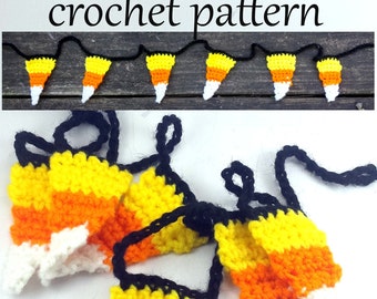 Candy Corn Bunting Pattern - Halloween Decor - Crochet Halloween Pattern - Crocheted Candy Corn - Crocheted Candy - DIY Halloween Decor