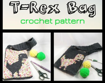 Crochet Pattern T-Rex Pouch Bag Clutch Purse