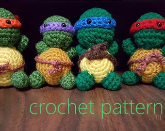 Teeny Tiny Ninja Turtles Crochet Pattern Digital Download