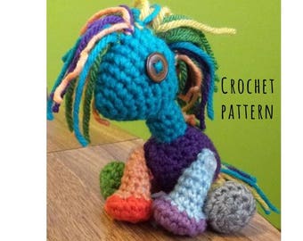 Crochet Pattern Rainbow Pony Plushie Doll Stuffed Animal Crochet Amigurumi Bamboo Yarn Super Soft Toy