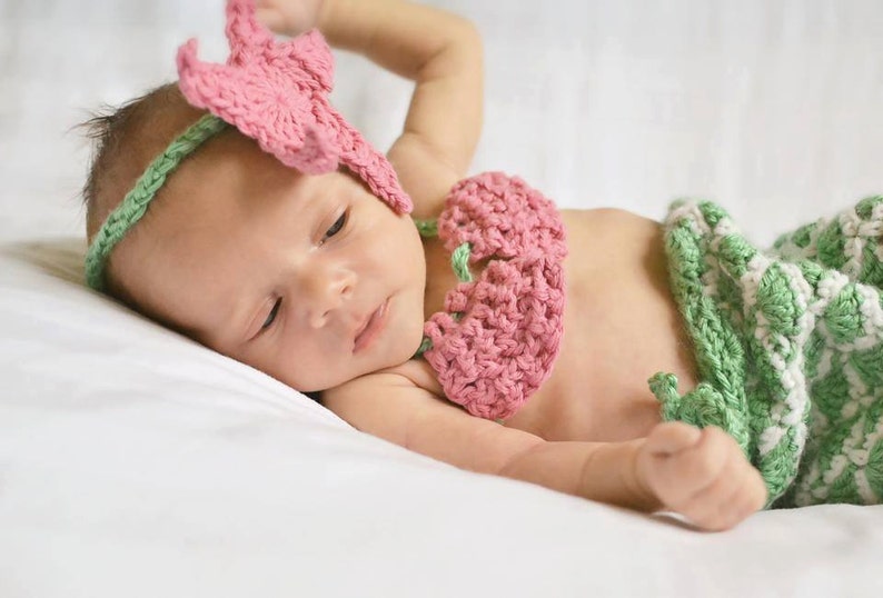 Crochet Pattern PDF Baby Mermaid Outfit Nouveau-né Photo Prop image 4