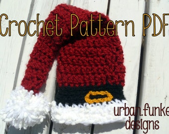 Santa Stocking Hat Crochet Pattern PDF