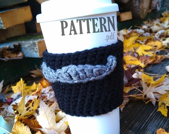 Mustache Crochet PDF Pattern ~ Mustache Cup Cozy ~ Coffee Mug Sleeve ~ Crocheted Mustache ~Mug Warmer ~ Crochet Coffee Cozy