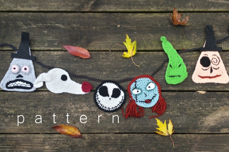 Nightmare Before Christmas Crochet Pattern PDF Pattern Crochet Pattern Crochet Applique Crochet Bunting Kitchen Magnets image 1