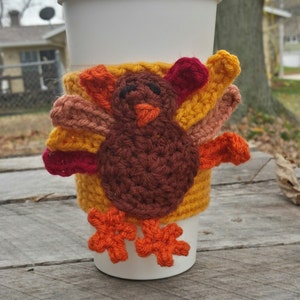 TURKEY Crochet PDF Pattern Thanksgiving Cup Cozy Coffee Mug Sleeve Turkey Crochet Mug Warmer Crochet Coffee Cozy image 2