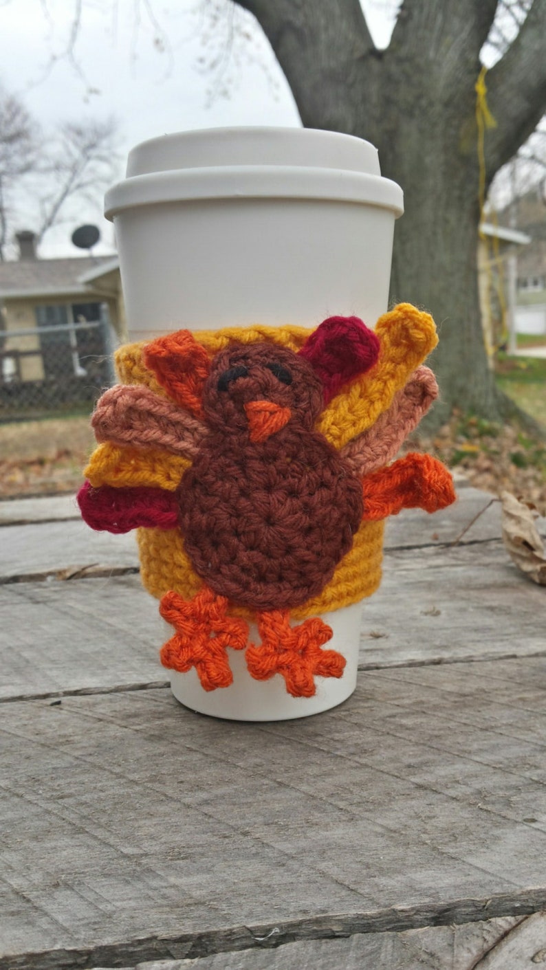 TURKEY Crochet PDF Pattern Thanksgiving Cup Cozy Coffee Mug Sleeve Turkey Crochet Mug Warmer Crochet Coffee Cozy image 2