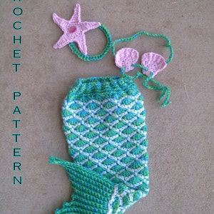 Crochet Pattern PDF Baby Mermaid Outfit Nouveau-né Photo Prop image 1