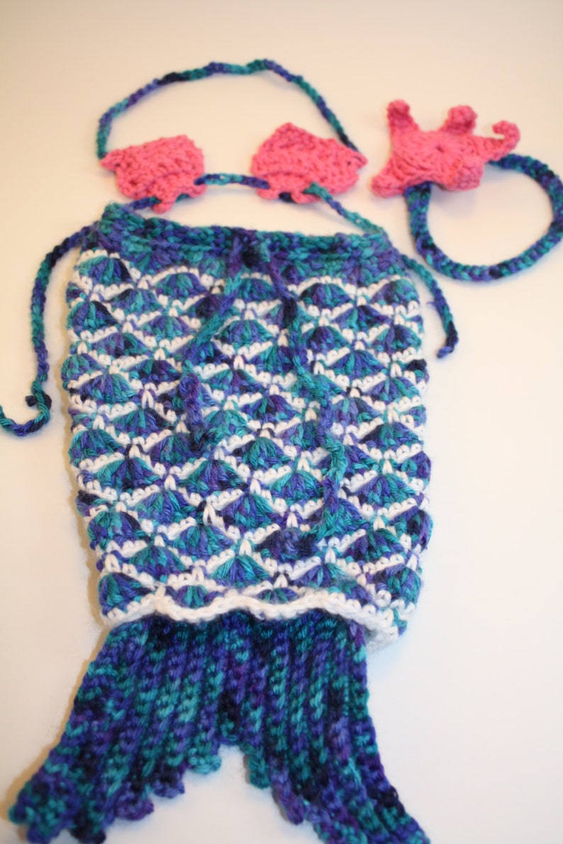 Crochet Pattern PDF Baby Mermaid Outfit Nouveau-né Photo Prop image 3