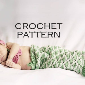 Crochet Pattern PDF Baby Mermaid Outfit Nouveau-né Photo Prop image 5