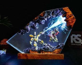 Bum.ble B.ee vs Megatron Lamp, Robot Figure Night Light, Handmade Resin Figure, Christmas Gift for Him
