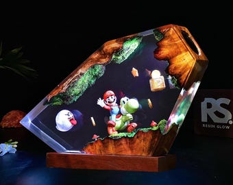 Handmade Adventure Resin Lamp, Platform Game Decor, Gamer Night Light, Collectible Game Room Lamp, Unique Christmas Gift