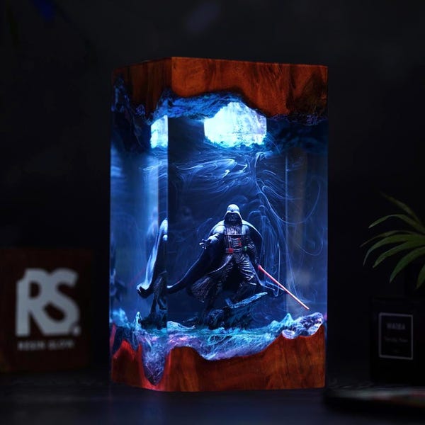 Dark Tyrant Diorama-lamp, Galaxy Wars, Resin Diorama-nachtlampje, bureaudecor, Epoxy Art Home Decor, uniek cadeau voor hem, kerstcadeau-idee