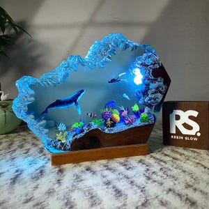 Humpback Whale Resin Lamp: Handmade Ocean Night Light