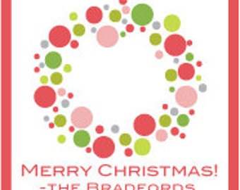 Merry christmas round labels