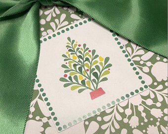 Folklore Christmas Tree Gift Label | Sticker can be Personalized