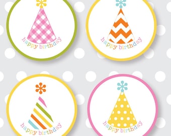 Happy Birthday Labels multicolor