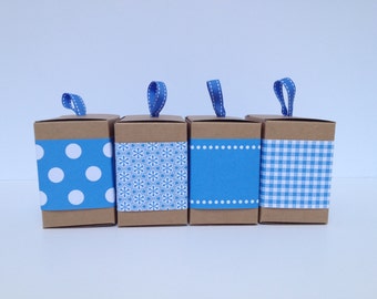 Blue Paper Ribbon in Pattern of Your Choice - Gingham, polka dot, necklace and snowflake patterns