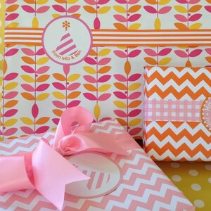 Narrow Orange Paper Ribbon in Pattern of Your Choice image 2