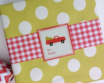 Red Truck Christmas Labels