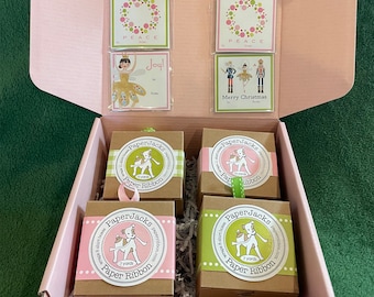 Multi-Set of Ribbon and Labels: Pink and Green Christmas Holiday